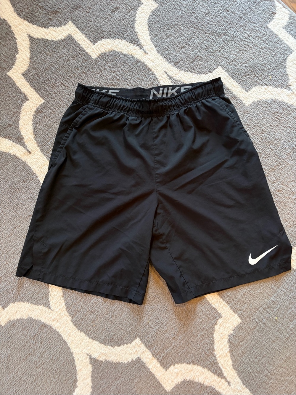 Nike Black Athletic Shorts with White Swoosh